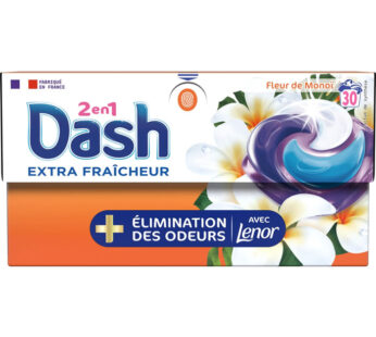 DASH Lessive capsules 2 en 1 fleur de monoï touche de Lenor Moyen Format 30 lavages