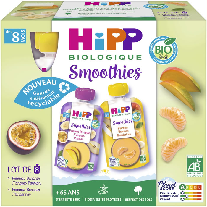 HIPP - Desserts de jus de fruits bio dès 8 mois 8x90ml