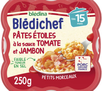 BLEDINA Blédichef – Pâtes étoiles sauce tomate jambon 250 g