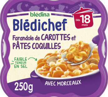 BLEDINA Blédichef – Farandole de carottes et pâtes coquilles 250 g