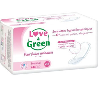 LOVE & GREEN Serviettes incontinence Normal x12