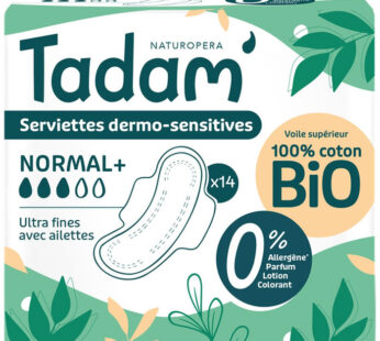 TADAM Dermo-Sensitives – Serviettes avec ailettes cotton bio normal + x14
