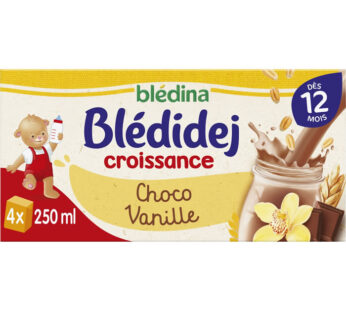 BLEDINA – Blédidej Céréales lactées saveur chocolat et vanille dès 12 mois 4 x 250 ml