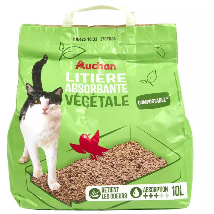 AUCHAN Litière végétale non-agglomérante pour chat et rongeur