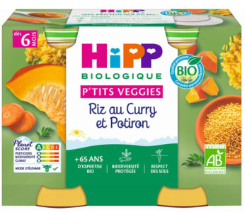 HiPP P’tits Veggies – Riz au curry et potiron 2×190 g