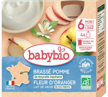 BABYBIO – Brassé pomme et fleur d&rsquo;oranger 4 x 85 g