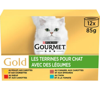 PURINA Gourmet – Terrines poulet, bœuf, canard, thon (12 x 85 g)