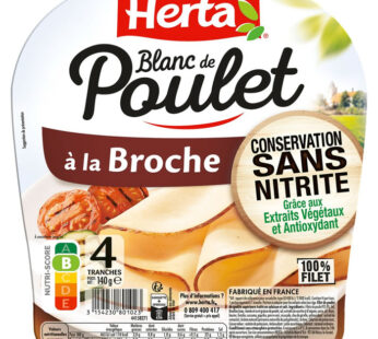 HERTA – Blanc de poulet cuit à la broche sans nitrite (140 g)