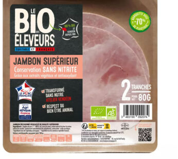 LE BIO DES ÉLEVEURS – Jambon supérieur sans nitrite bio (80 g)