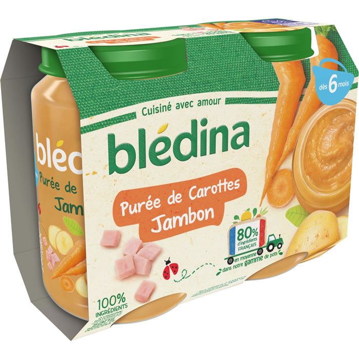 BLEDINA - Carottes et jambon dès 6 mois 2 x 200 g
