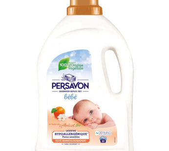 PERSAVON Bébé – Lessive liquide hypoallergénique à l&rsquo;extrait d&rsquo;abricot bio 1,5L