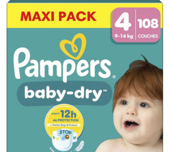 PAMPERS – Baby Dry Taille 4 (9-14 kg) 108 couches