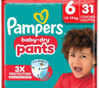PAMPERS Baby-Dry Pants – Couches-culottes taille 6 (13-19 kg) 31 culottes