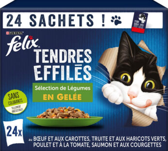 FELIX Effilés en gelée pour chats bœuf, truite et légumes