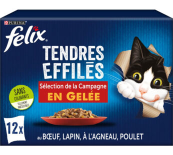 FELIX Effilés en gelée pour chats au bœuf, lapin, agneau et poulet
