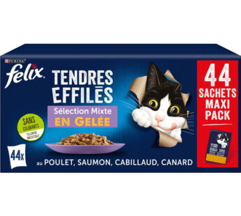 FELIX – Effilés en gelée poulet, canard, saumon, cabillaud (44 x 85 g)