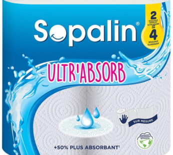 SOPALIN Ultr&rsquo;Absorb Essuie-tout demi-feuilles x2 maxi rouleaux = 4