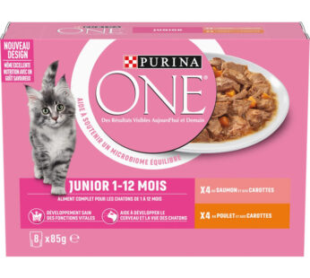 PURINA One Émincés pour chats junior au saumon, poulet et carottes