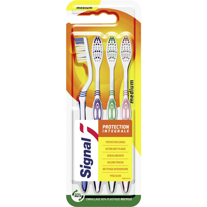 SIGNAL Protection Intégrale - Brosse à dents médium lot de 4
