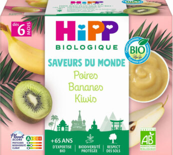 HIPP Saveurs du Monde – Poires, bananes et kiwis 4 x 100 g