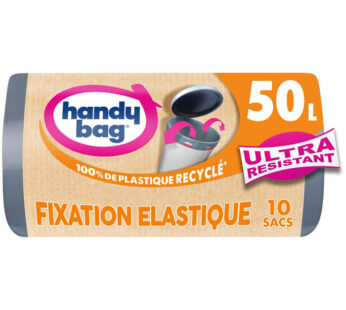 HANDY BAG Ultra Résistant Sacs poubelle à fixations élastiques 50L