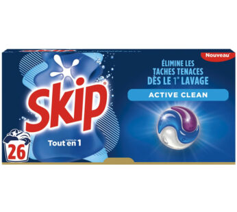 SKIP Active Clean Lessive capsules 3 en 1 26 capsules