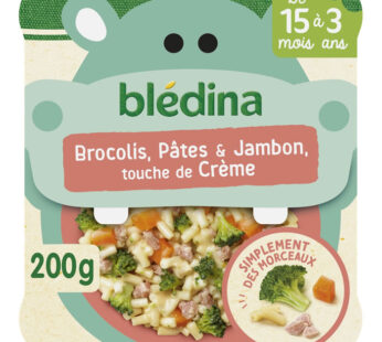 BLEDINA Morceaux à Dévorer – Brocolis, pâtes, jambon et crème 200 g
