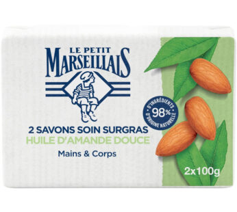 LE PETIT MARSEILLAIS – Savon solide à l&rsquo;huile d&rsquo;amande douce mains et corps 2 savons