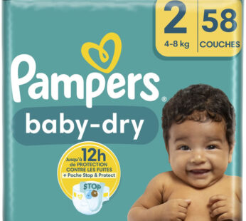 PAMPERS – Baby-Dry Taille 2 (4-8 kg) 58 couches
