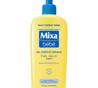 MIXA Bébé – Gel douche et shampoing 2en1 très doux huile d&rsquo;amande douce 300 ml