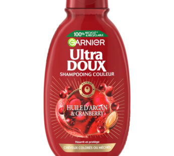 GARNIER Ultra Doux – Shampoing soin protection couleur huile d&rsquo;argan et cranberry 300 ml
