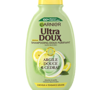 GARNIER Ultra Doux – Shampoing purifiant à l&rsquo;argile douce et cédrat 300 ml