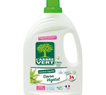 L&rsquo;ARBRE VERT Lessive hypoallergénique savon végétal 1,53 L