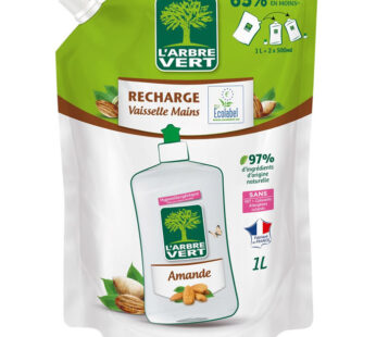L&rsquo;ARBRE VERT Recharge liquide vaisselle mains à l&rsquo;amande 1 L