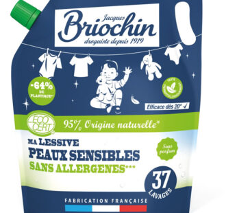 JACQUES BRIOCHIN Recharge lessive liquide pour peaux sensibles Moyen Format 37 lavages