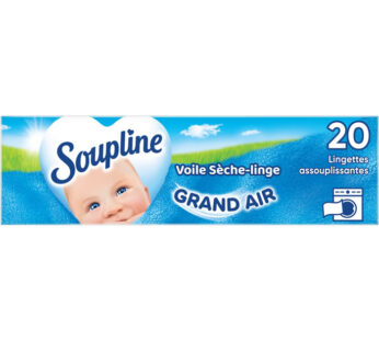 SOUPLINE – Lingettes assouplissantes grand air pour sèche-linge 20 lingettes