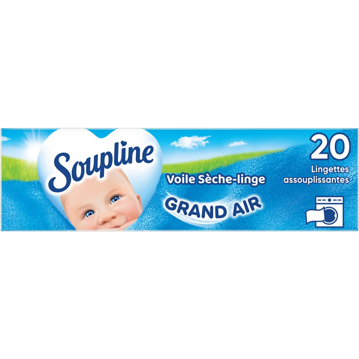 SOUPLINE - Lingettes assouplissantes grand air pour sèche-linge 20 lingettes