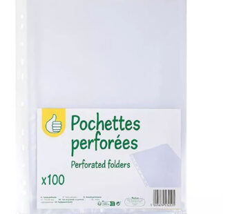 AUCHAN – Pochettes transparentes perforées x100
