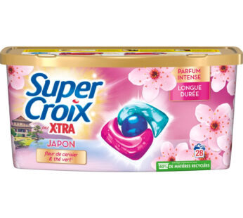 SUPER CROIX X-tra Japon Lessive capsule à la fleur de cerisier et thé vert Petit Format 28 lavages