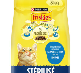 PURINA Friskies – Croquettes stérilisés saumon et légumes (3 kg)