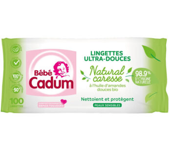 BEBE CADUM – Natural Caresse Lingettes nettoyantes à l&rsquo;huile d&rsquo;amande douce 100 lingettes