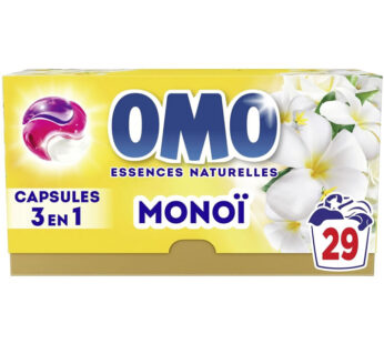 OMO Lessive capsules 3 en 1 fleur de monoï Petit Format 29 lavages