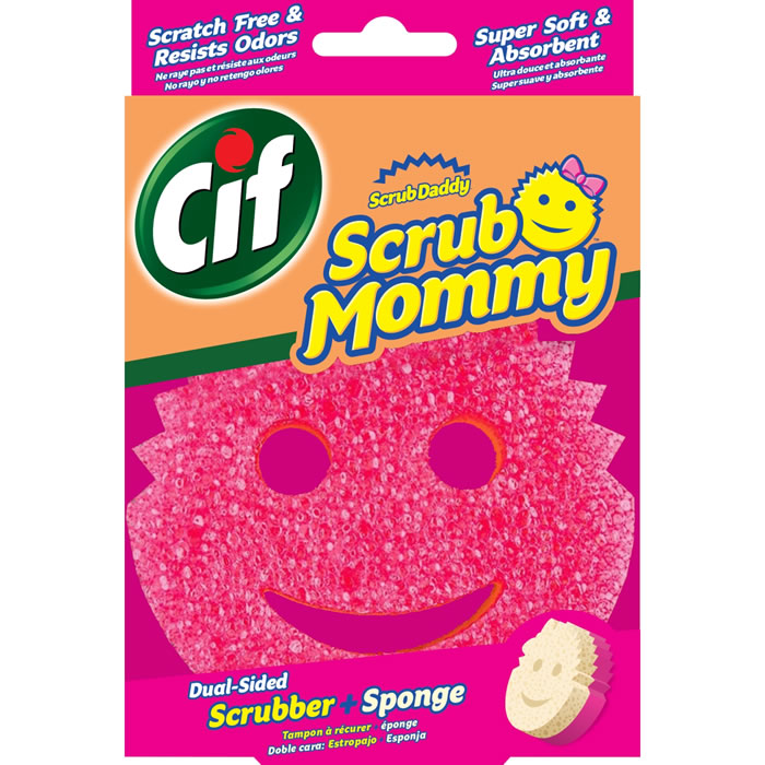 CIF Scrub Mommy Éponge multi-usages smiley avec tampon à récurer 1 éponge