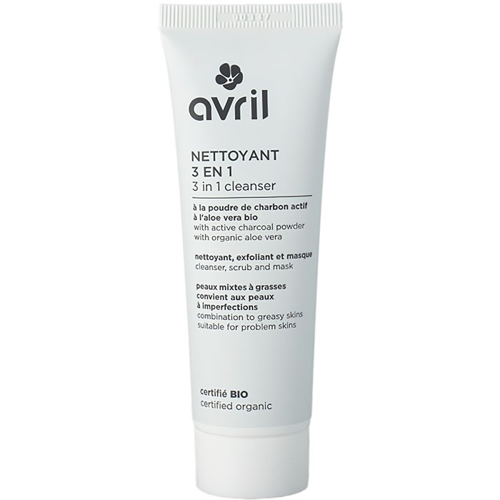 AVRIL - Crème nettoyante 3en1 à la poudre de charbon actif bio 50 ml