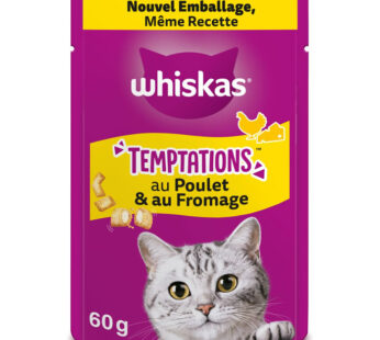 WHISKAS Temptations Friandises pour chat adulte poulet & fromage