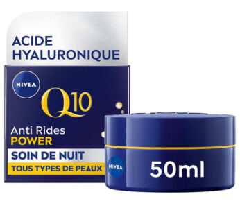 NIVEA Q10 – Crème soin nuit anti rides à l&rsquo;acide hyaluronique 50 ml