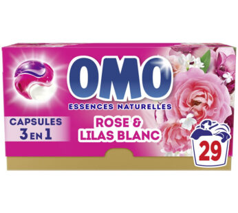 OMO Lessive capsule 3 en 1 rose et lilas blanc 29 capsules