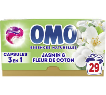 OMO Lessive capsule 3 en 1 jasmin et fleur de coton Petit Format 29 lavages