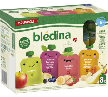 BLEDINA – Desserts multivariété fruits 8 x 90 g