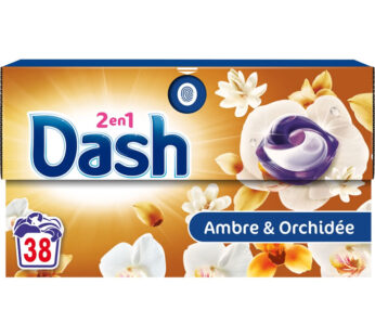 DASH Lessive capsules 2 en 1 ambre et orchidée Moyen Format 38 lavages